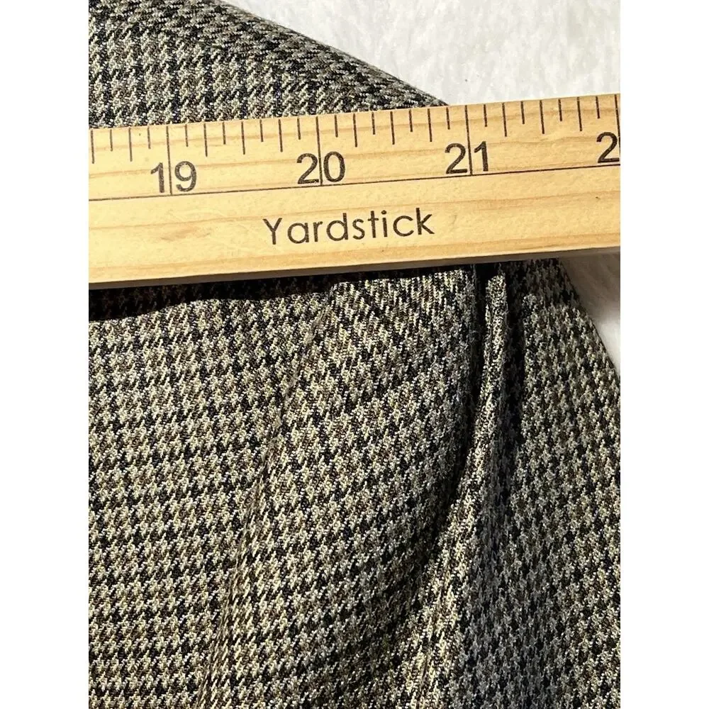 Ralph Lauren LRL 48L Tan Brown Houndstooth Silk Wool Blazer Sport Jacket